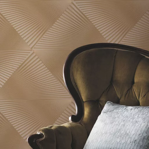 Modern, geometrikus mintás tapéta finom textúrával aranyszínben