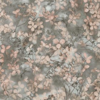   Elegáns virágmintás tapéta – természet ihlette pasztell kék  és rózsaszín árnyalatban