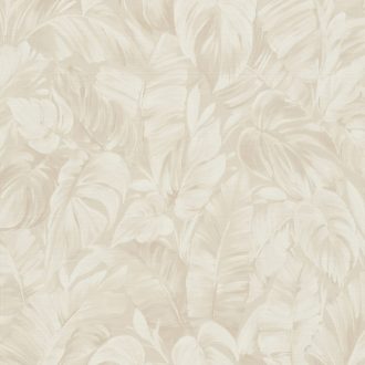   Trópusi krém színű levél mintás tapéta – botanikus, jungle stílusú designer tapéta modern faldekorációhoz