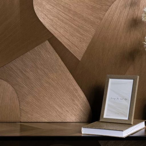 Prémium bronz szatén  3D hatású geometrikus tapéta