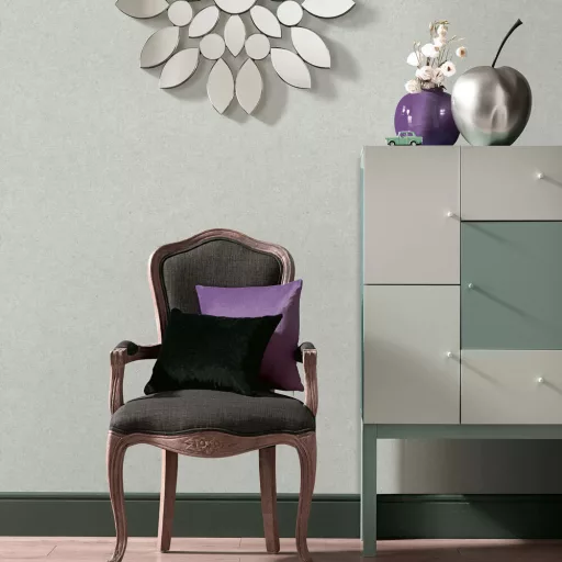 Pasztell  zöld  textil hatású tapéta – elegáns struktúrált tapéta modern enteriőrbe