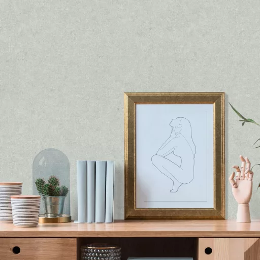 Pasztell  zöld  textil hatású tapéta – elegáns struktúrált tapéta modern enteriőrbe