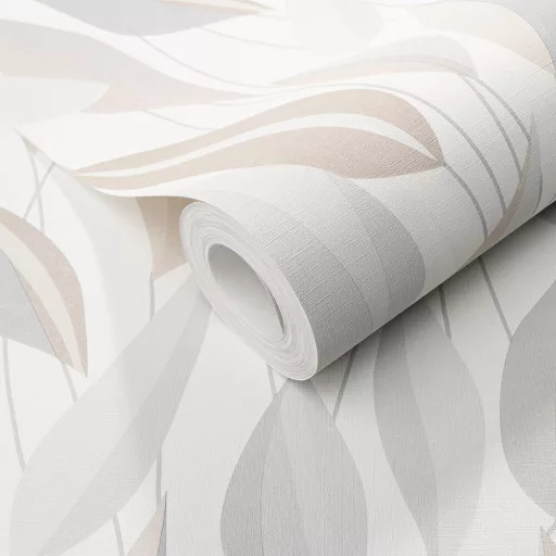 Modern levélmintás tapéta – elegáns design tapéta pasztell  színben