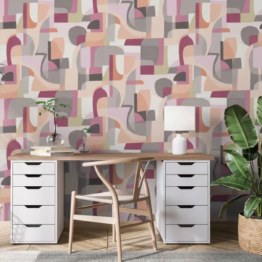 Modern geometrikus tapéta – absztrakt design tapéta lial-beige -rózsaszínben