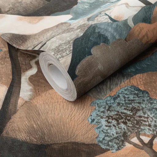 Tájképes mintás dekor tapéta – festmény hatású, modern design tapéta