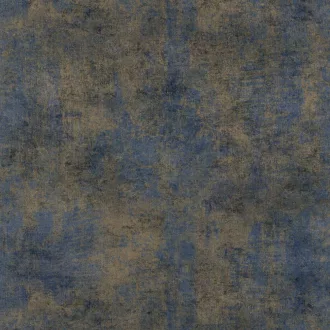   Modern betonhatású tapéta – dekorfestés és patinás vakolat hatású falburkolat , kék-arany színben