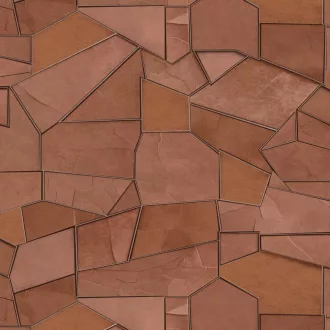   Geometrikus mintás dekor tapéta  3D hatással – modern design faldekor nappaliba és hálószobába, rozsdabarna színben