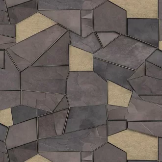   Geometrikus mintás dekor tapéta  3D hatással – modern design faldekor nappaliba és hálószobába, szürke-arany színben