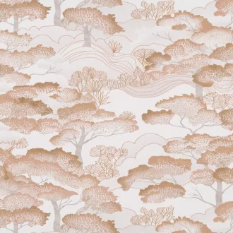   Japán tájkép mintás dekor tapéta – elegáns keleti stílusú faldekor beige árnyalaival