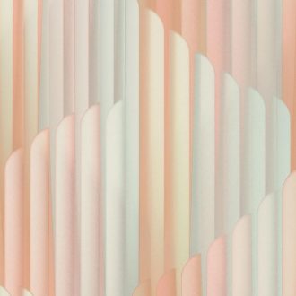   Pasztell rózsaszín-barack geometrikus tapéta elegáns, íves art deco mintával. Modern, letisztult tapéta 