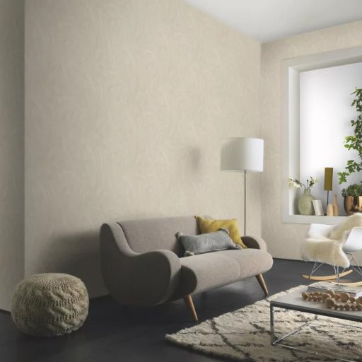 Finoman rajzolt toll mintás tapéta elegáns, strukturált felülettel beige árnyalatban