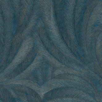   Finoman rajzolt toll mintás tapéta elegáns, strukturált felülettel kék árnyalatban