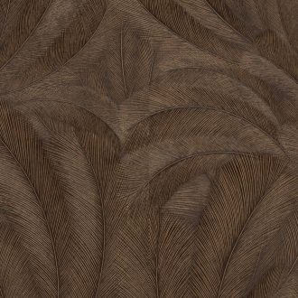   Finoman rajzolt toll mintás tapéta elegáns, strukturált felülettel meleg bronzos barna  árnyalatban