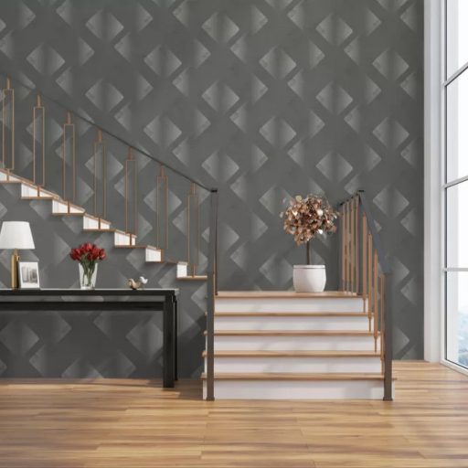 Modern design tapéta kifinomult mintázattal és visszafogott látványos struktúrával szürke színben