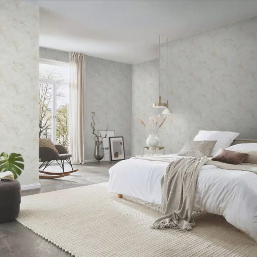 Elegáns texturált  elegánsan csillogó virágmintás tapéta  bézs színben