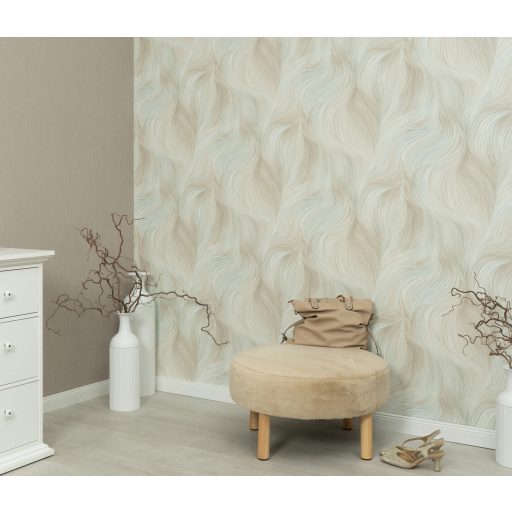 Kék-arany  texturált tapéta hullámmintával