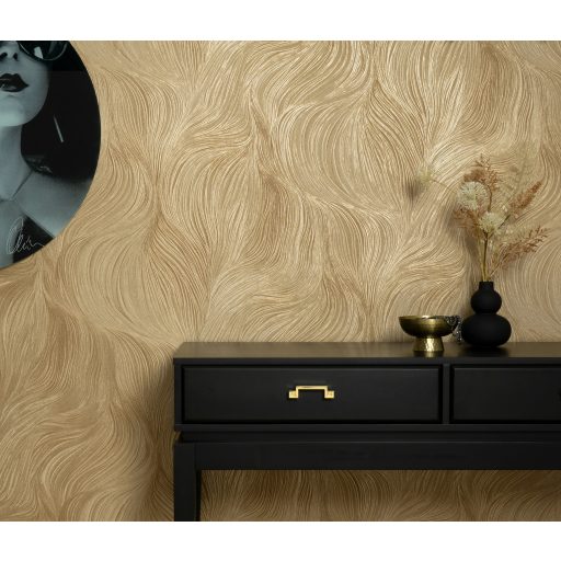 Prémium arany texturált tapéta hullámmintával