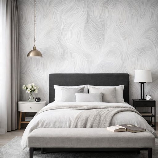 Szürke színű  texturált tapéta hullámmintával