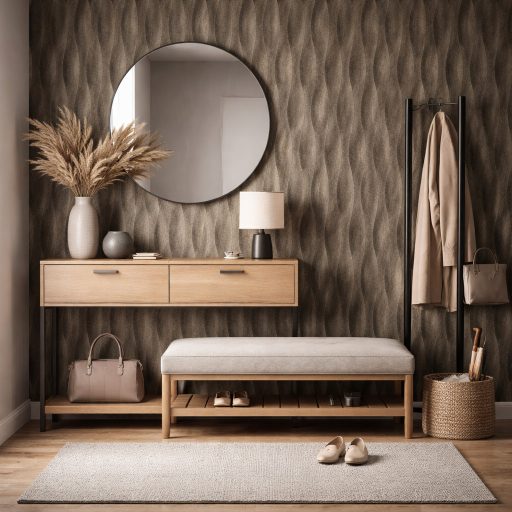 Barna hullámmintás tapéta – modern 3D hatású struktura