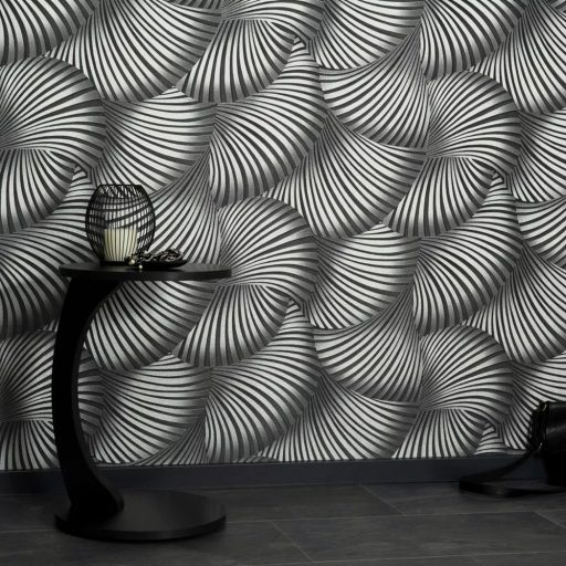 Fekete, ezüst art deco tapéta – modern, elegáns mintával