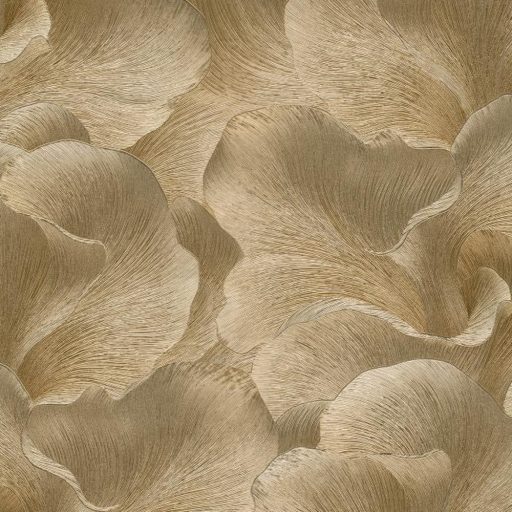 Arany szinű levél mintás tapéta – elegáns 3D hatás