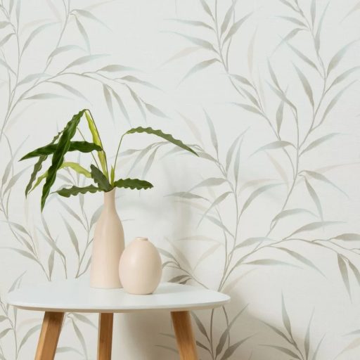 Türkiz leveles tapéta – elegáns naturál mintás faldekor modern otthonokba