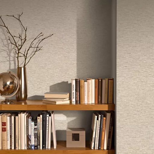 Meleg beige mozaikmintás tapéta finom textilhatású struktúrával– elegáns, stílusos  megjelenés minden helységbe