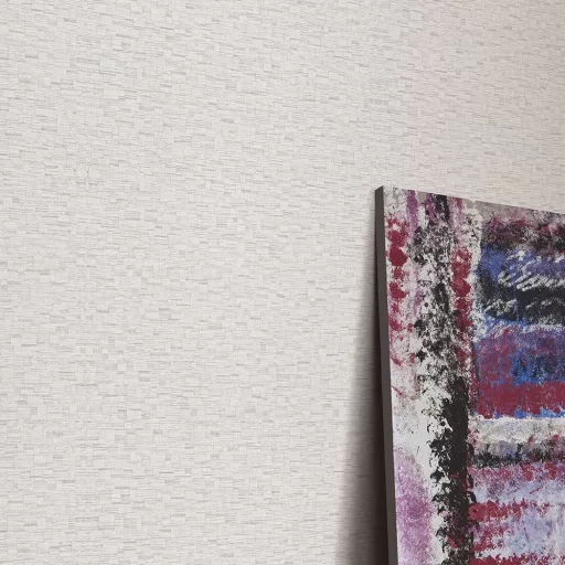 Taupe színű mozaikmintás tapéta finom textilhatású struktúrával– elegáns, stílusos  megjelenés minden helységbe