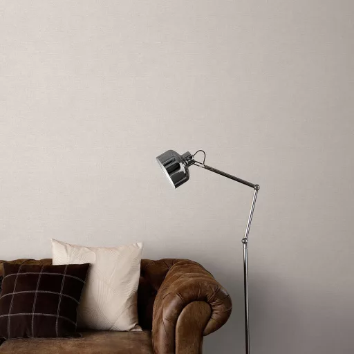 Taupe színű textilhatású tapéta – elegáns vászonhatású fali tapéta–stílusos  megjelenés minden helységbe