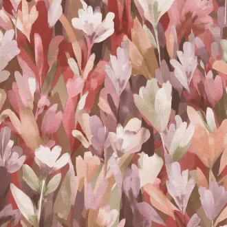   Aquarell  virágmintás tapéta piros-lila-zöld  árnyalatokkal – elegáns megjelenés nappaliba és hálószobába