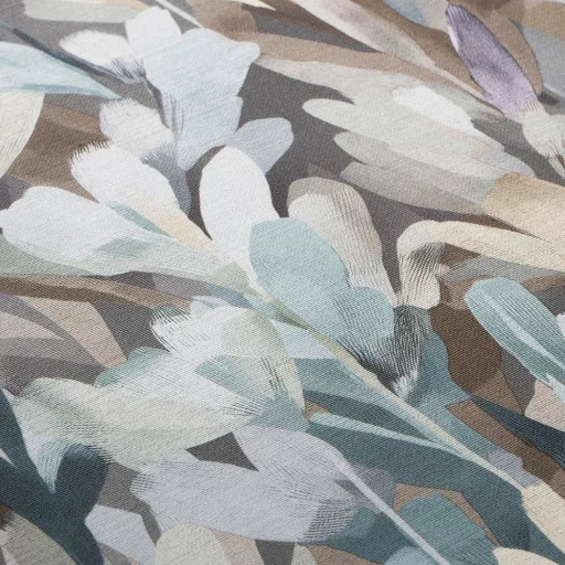 Aquarell  virágmintás tapéta barna-krém-kék -lila árnyalatokkal – elegáns megjelenés nappaliba és hálószobába