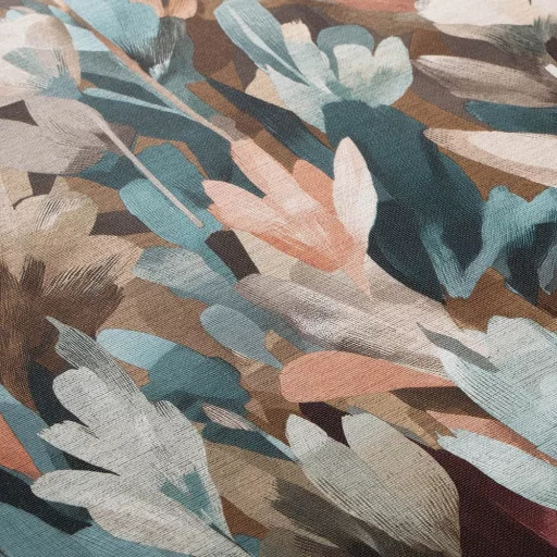 Aquarell  virágmintás tapéta barna-krém-kék -bordó árnyalatokkal – elegáns megjelenés nappaliba és hálószobába