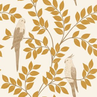   Madaras levél mintás tapéta – természet ihlette botanikus faldekoráció sárga-barna tónusokkal