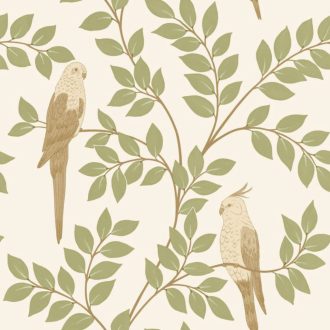   Madaras levél mintás tapéta – természet ihlette botanikus faldekoráció zöld-barna tónusokkal