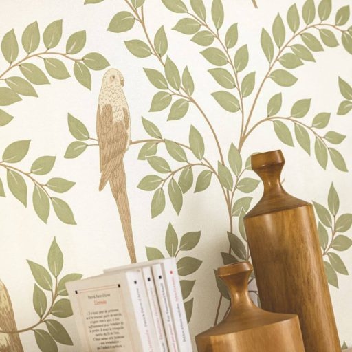 Madaras levél mintás tapéta – természet ihlette botanikus faldekoráció zöld-barna tónusokkal