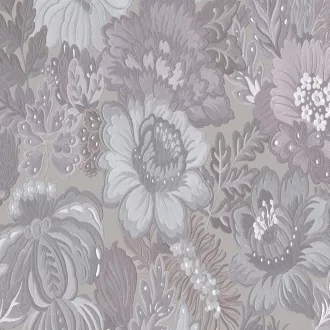   Szürkéslila virágmintás tapéta – elegáns prémium vintage stílusban