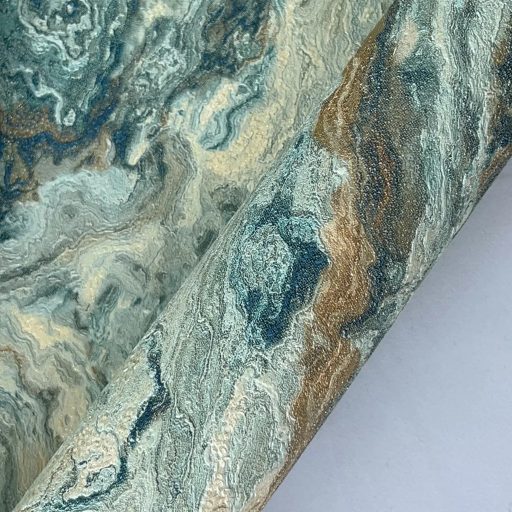 Elegáns márványhatású tapéta finom, örvénylő kőmintával kék-barna színben