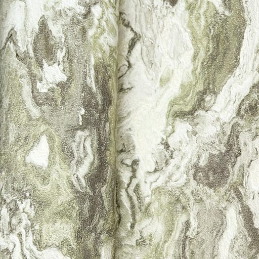 Elegáns márványhatású tapéta finom, örvénylő kőmintával zöld színben