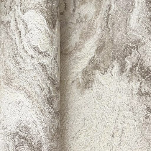 Elegáns márványhatású tapéta finom, örvénylő kőmintával bézs színben