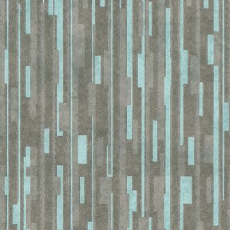   Modern geometrikus mintás tapéta strukturált felülettel, barna-türkiz színben