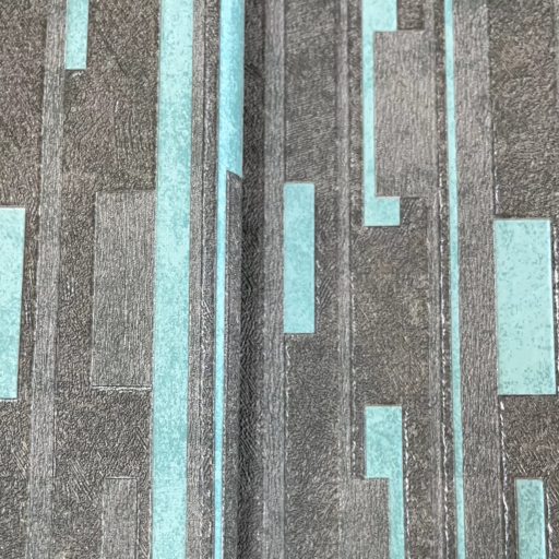 Modern geometrikus mintás tapéta strukturált felülettel, barna-türkiz színben