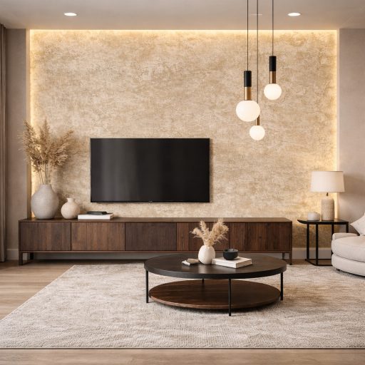 Prémium betonhatású tapéta – modern festett fal effekt design,világos arany színben 