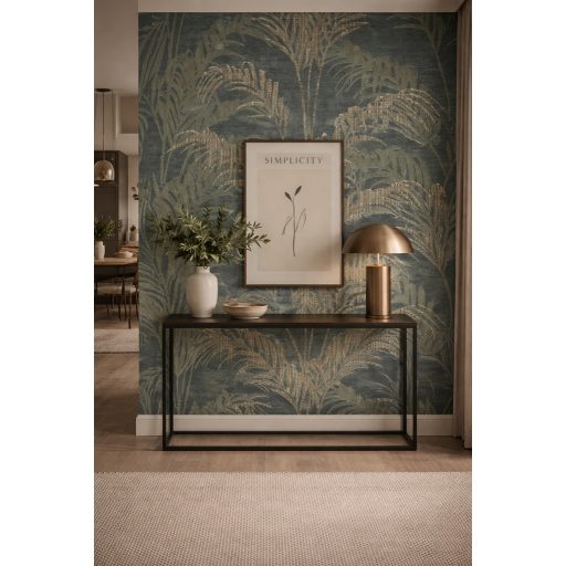 Exkluzív mintás tapéta – strukturált, természet ihlette mintával a zöld-kék árnyalataiban