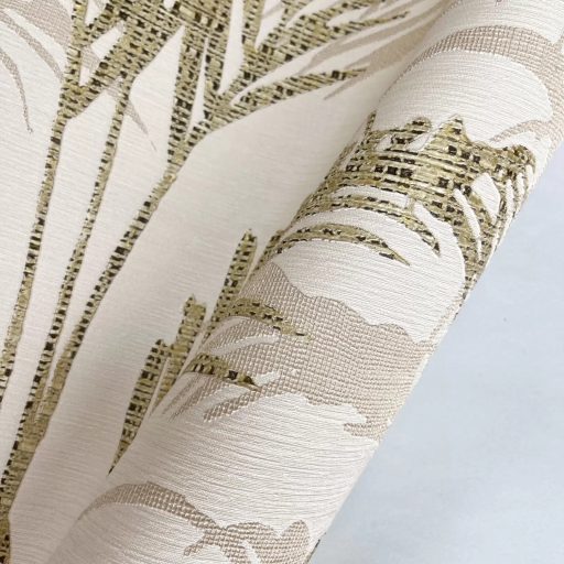 Exkluzív mintás tapéta – strukturált, természet ihlette mintával a krém-arany  árnyalataiban