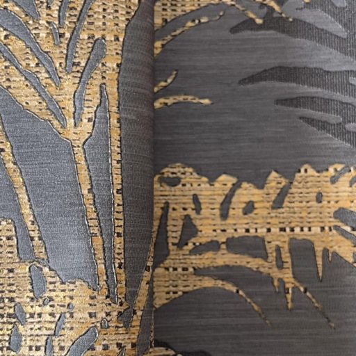 Exkluzív mintás tapéta – strukturált, természet ihlette mintával a szürke-arany  árnyalataiban