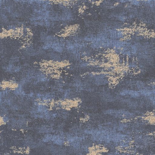 Prémium betonhatású tapéta – modern festett fal effekt design, kék- arany struktúrával