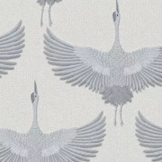   Prémium daru mintás tapéta elegáns szürke háttérrel és részletgazdag madármintával. Modern, japandi és skandináv enteriőrök tökéletes faldekorációja.