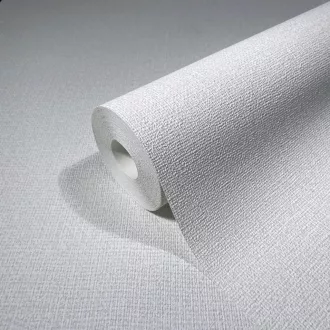   Elegáns fehér textilmintás tapéta finom szövethatással. Modern és skandináv enteriőrök tökéletes választása nappaliba, hálószobába vagy dolgozószobába.