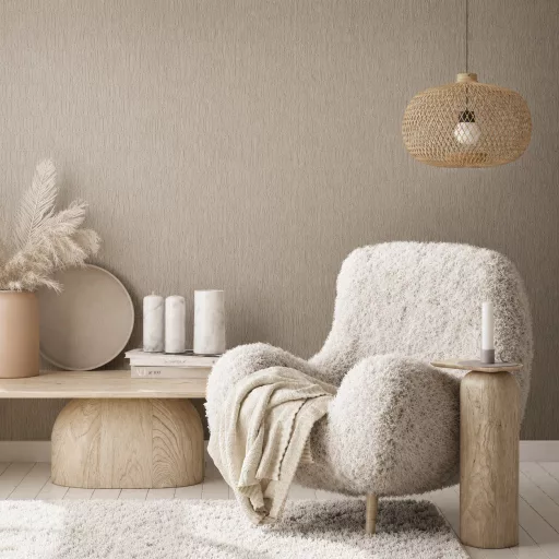 Beige texturált modern tapéta – finom hullámos mintával
