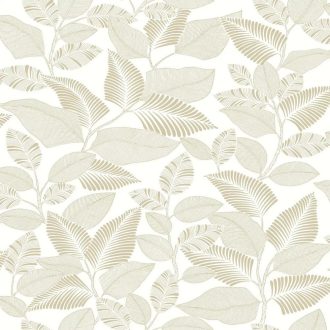   Modern levélmintás design tapéta – botanikus mintás dekor tapéta nappaliba és hálószobába beige színben